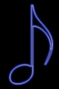 neon graphic - blue music note