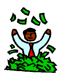 graphic of man throwing money in the air.